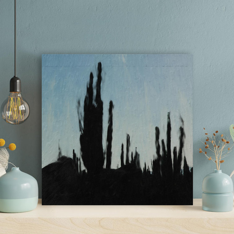 Silhouette Of Cactus Scenery - 1 Piece Square Grap Silhouette Of Cactus  Scenery On Canvas Painting